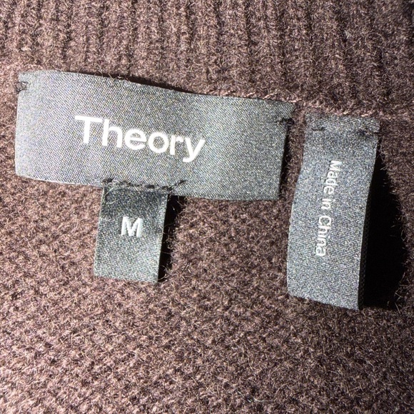 Theory Chocolate Brown Cashmere Fall Sweater Normcore Neutral Warm Cozy Academia - Picture 3 of 5